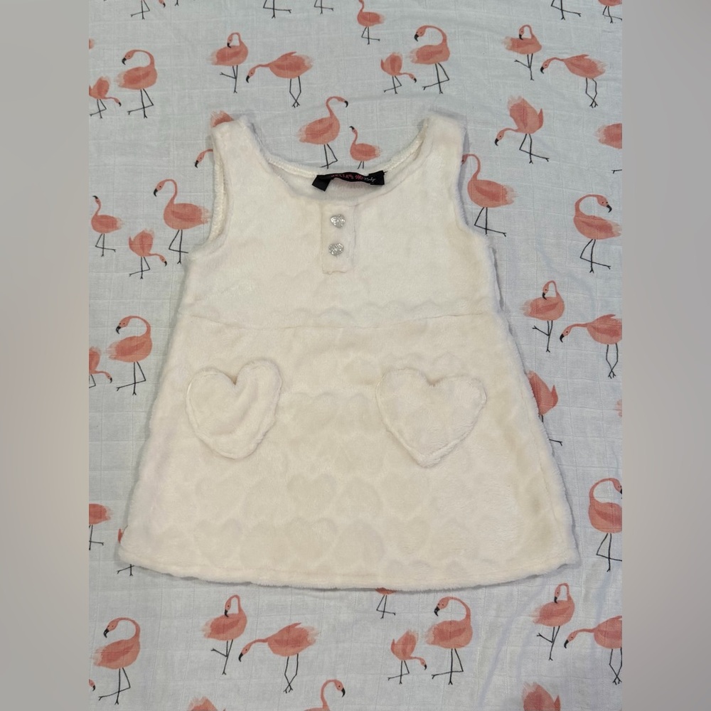 Adorable Fuzzy Dress with Heart Pockets